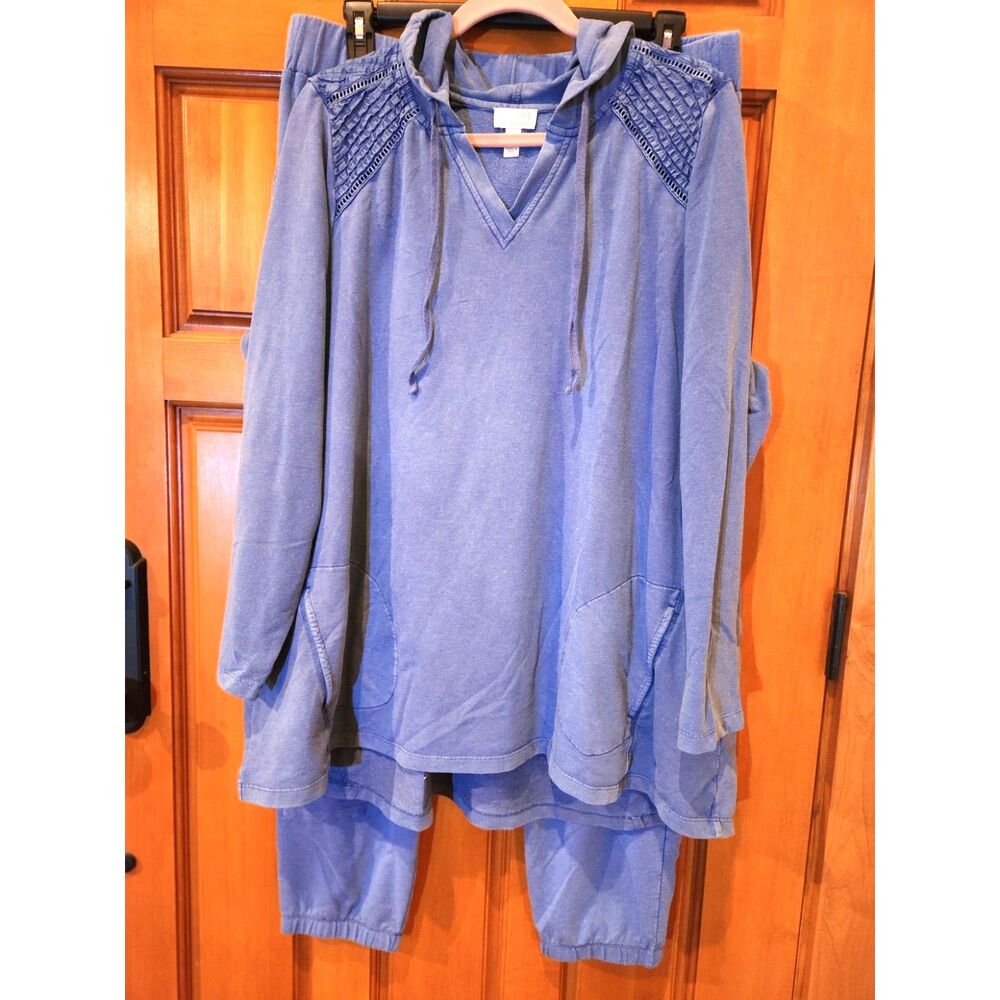 Logo LIFE by Lori Goldstein Blue Lounge 2-piece Hoodie & Jogger Top 2X Bottom 1X